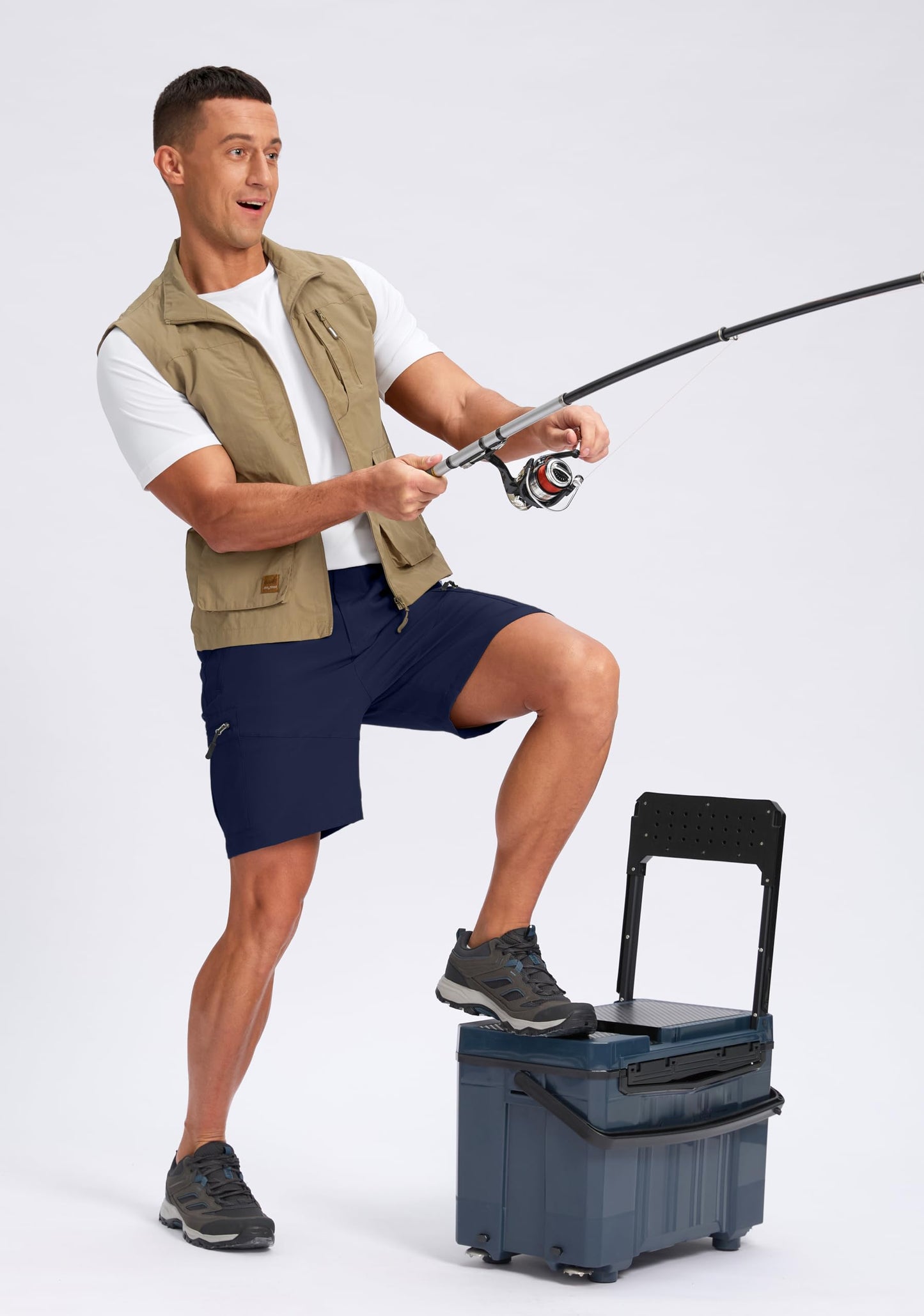 Pudolla Men's Hiking Cargo Shorts Lightweight 7" Travel Casual Shorts for Men Golf Work Outdoor with 5 Zipper Pockets(Navy 3X-Large)