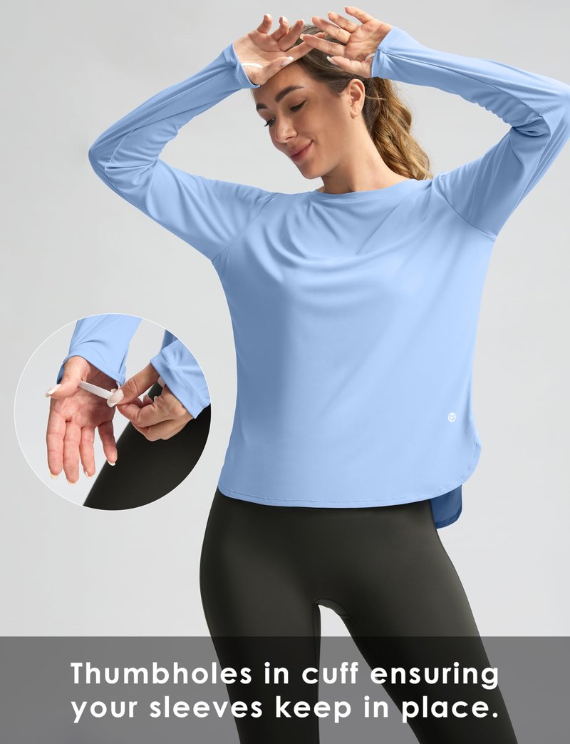 Women's Sun Shirts UPF 50+ Long Sleeve UV Protection Shirt Lightweight Quick Dry Workout Hiking Tops for Women(Haze Blue,XS)