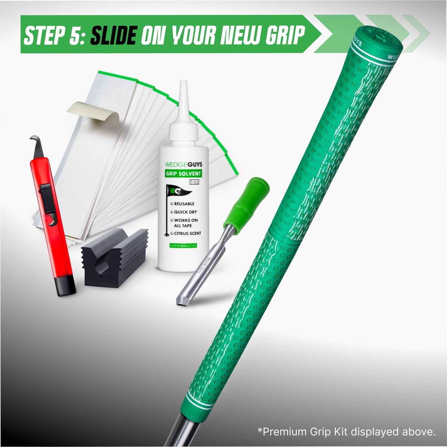 Wedge Guys Rubber Vise Clamp & Kits with Retractable Hook Blade and Grip Remover for Regripping Golf Clubs Wedges Irons Drivers Putters