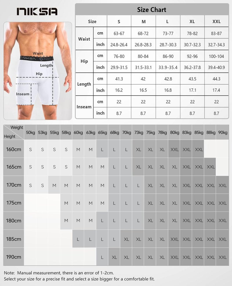 Niksa 1/2/3Pack Mens Compression Shorts with Pocket, Performance Spandex Athletic Sports Workout Running Underwear Shorts