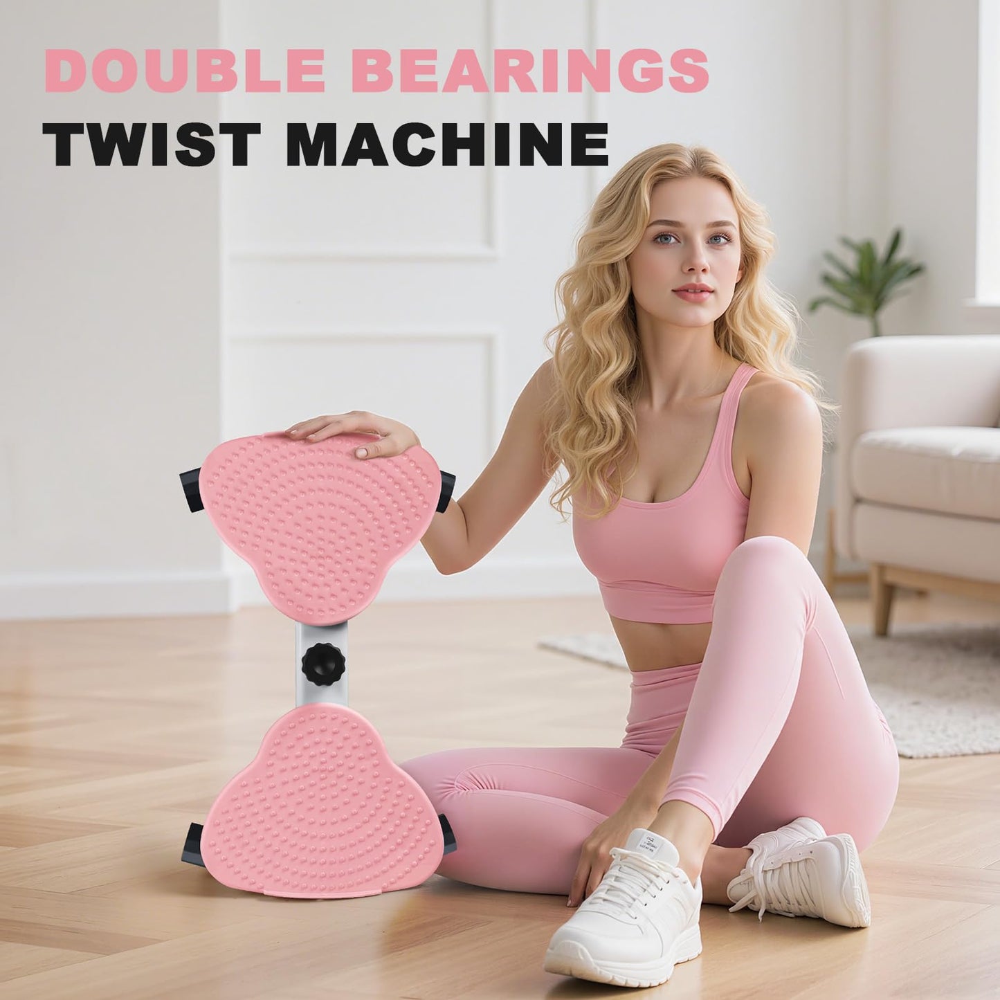 Waist Twister Machine, Ab Twister Board with Resistance Bands - 300 lbs Capacity Home Exercise Equipment for Belly Fat, Core Workout - Noiseless & Anti-Slip for Women/Men