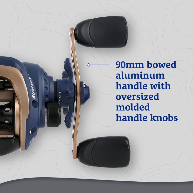 Shakespeare Summit Baitcaster Fishing Reel, Size LP, Aluminum Spool & Handle, Molded Soft Touch Grips, Adjustable Magnetic Braking System
