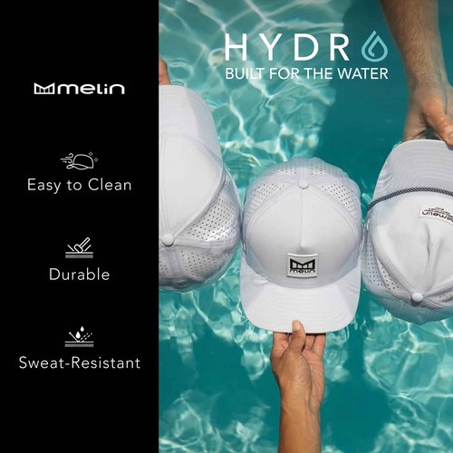 melin A-Game Hydro, Heather Grey, Men’s Performance Snapback Hats, Water-Resistant Fitted Baseball Caps for Men & Women, Golf, Running, or Workout Hat, Medium-Large