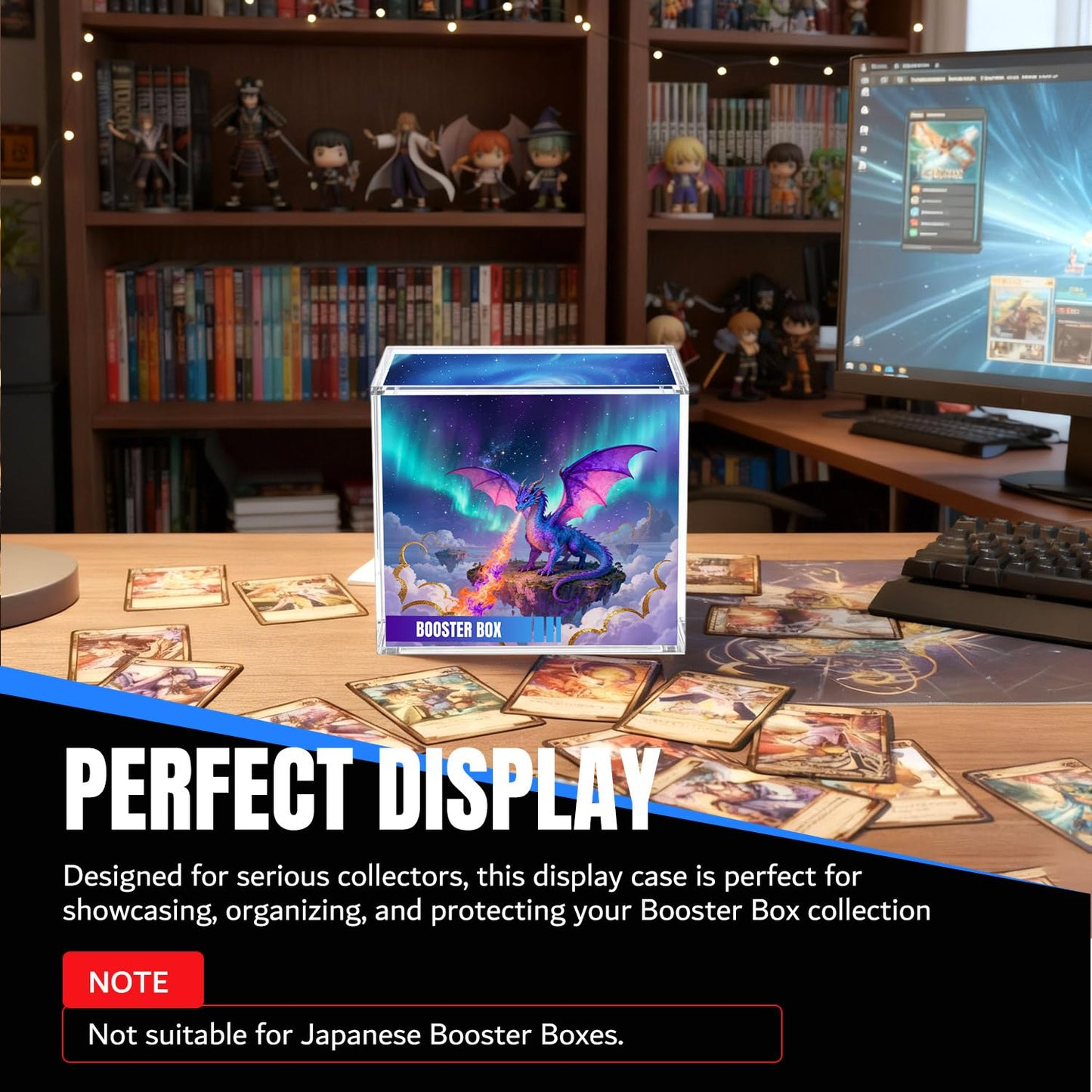 Mcbazel Acrylic Display Case Protector for PKMN Booster Box, 5mm Thick Clear Magnetic Case Holder with UV Protection Compatible with PKMN Booster Boxes (Not for Japanese Booster Boxes)