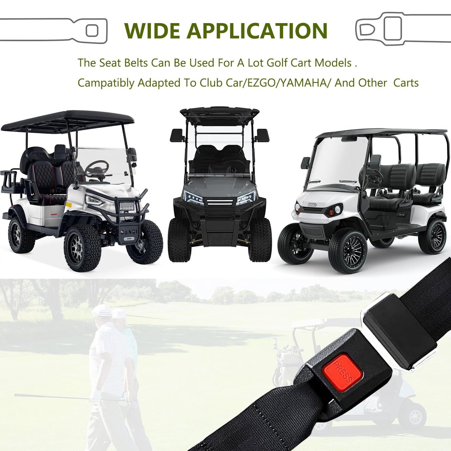 UBasic 2 Pack Golf Cart Seat Lap Strap Belts Kit Universal Golf Cart Belt Kit