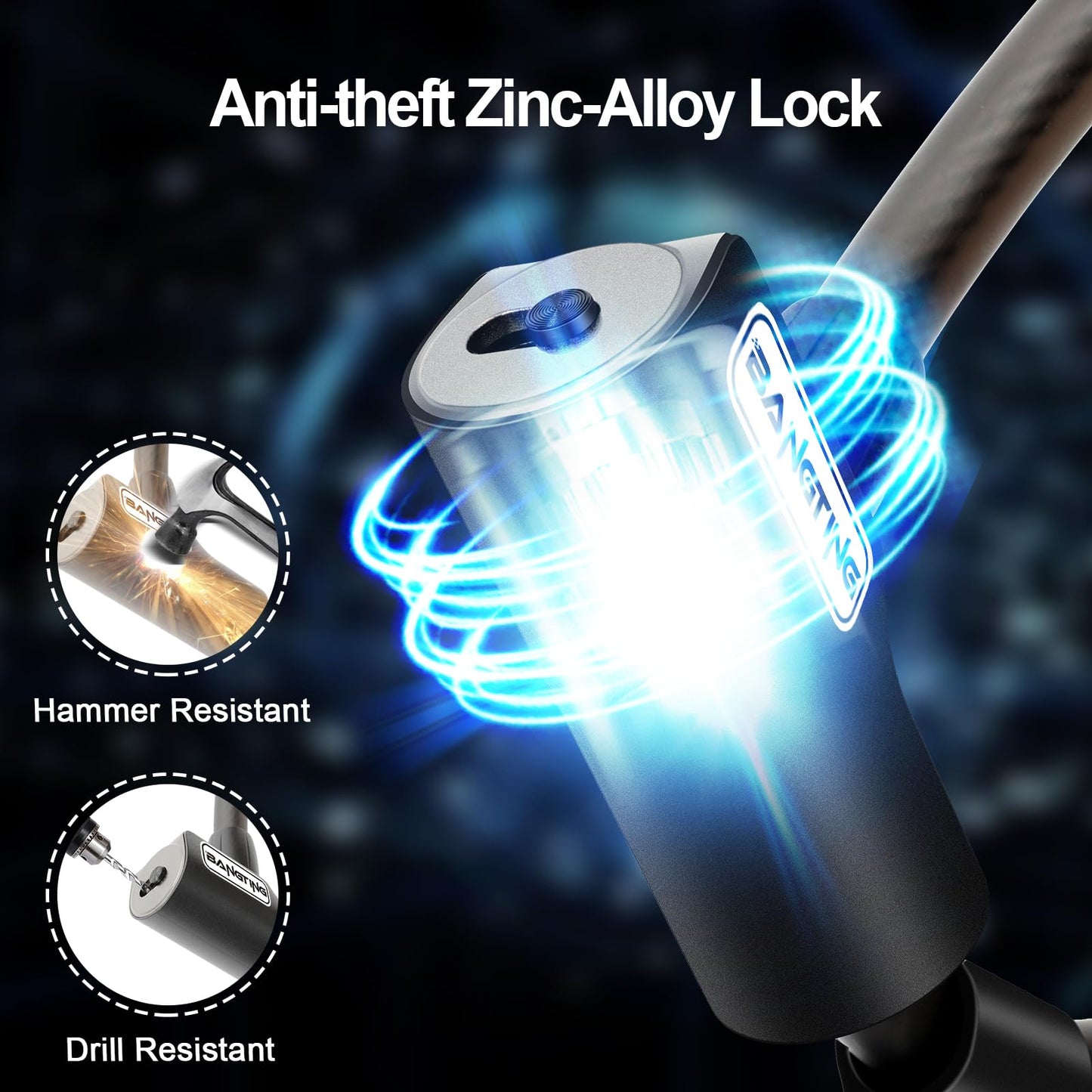 BANGTING 4 Feet Electric Scooter Bike Lock with Mounting Bracket & 2 Keys - 12mm Thick Heavy Duty Keyed Cable Lock, Anti Theft Weatherproof for E-Scooter, Bicycle, Kids Bike, Ebike, Scooter, Stroller