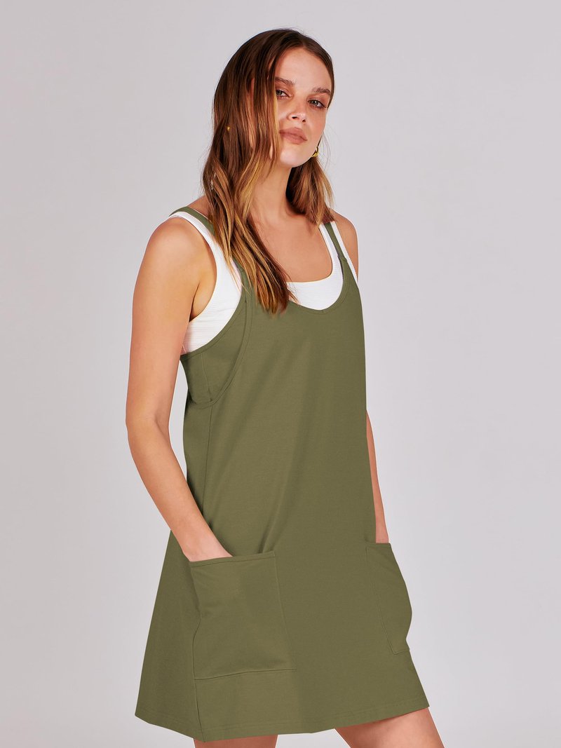 ANRABESS Women Athletic Dress Summer Tennis Workout Active Sports Mini Romper Dress Built in Shorts Travel Vacation Clothes Army Green X-Large