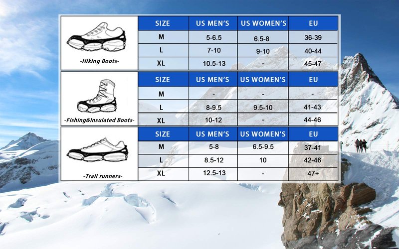 BenBoy Crampons Upgraded 19 Steel Spikes Stainless Anti Slip Ice Cleats Snow Grips Traction Safe Protect for Women Men Walking Climbing Hiking (Shoes/Boots),Dark Orange Large