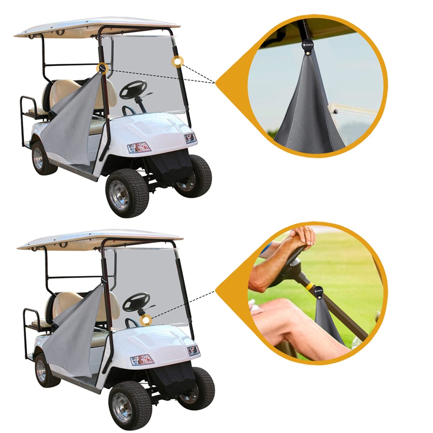 ZOEA Magnetic Towel, Magnetic Clip for Golf Towel, Microfiber Fabric Waffle Pattern Towels Industrial Strength Magnet for Strong Hold to Golf Carts or Clubs (1, Grey)