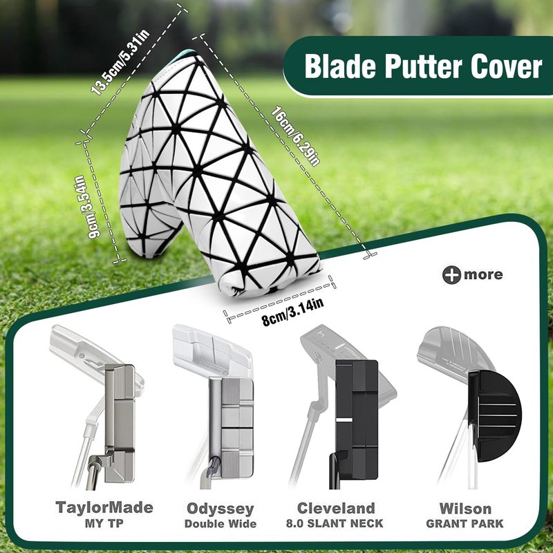 BAIRBRE Golf Putter Covers,Blade Putter Cover Mallet Putter Haedcovers Leather Golf Club Covers Putter Headcover with Magnetic for Scotty Cameron Taylormade Titleist Odyssey,White