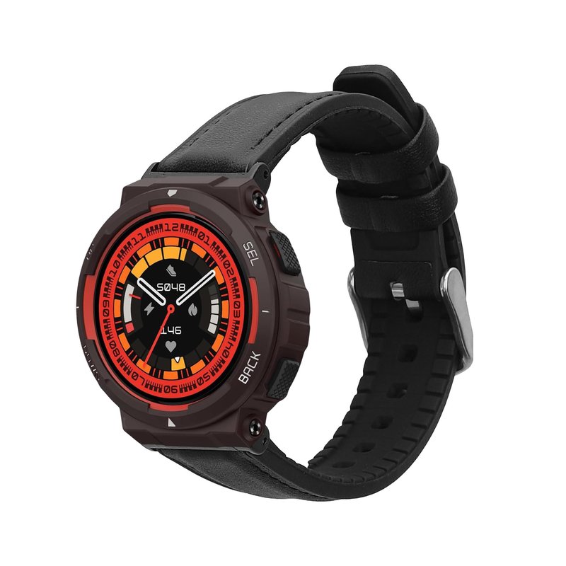 kwmobile Strap Compatible with Amazfit Active Edge (A2212) / Active Edge (A2213) Strap - Silicone and Leather Sport Wristband - Black
