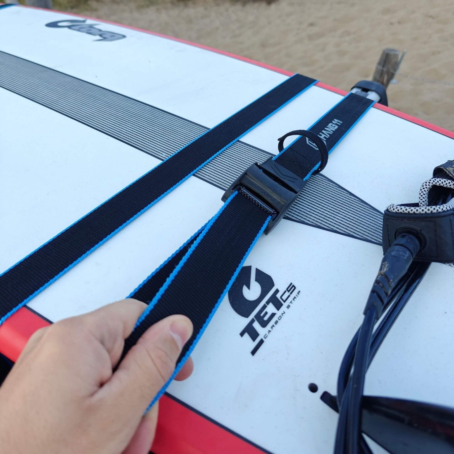 Hang 11 Surfboard Tie Down Straps for Roof Rack, Extra Long (15ft) & Wide (1.5"), No-Scratch Silicone Buckles, Surfboard Straps for Roof Rack, Ideal to Secure a Paddle Board Kayak Canoe SUP on a Car