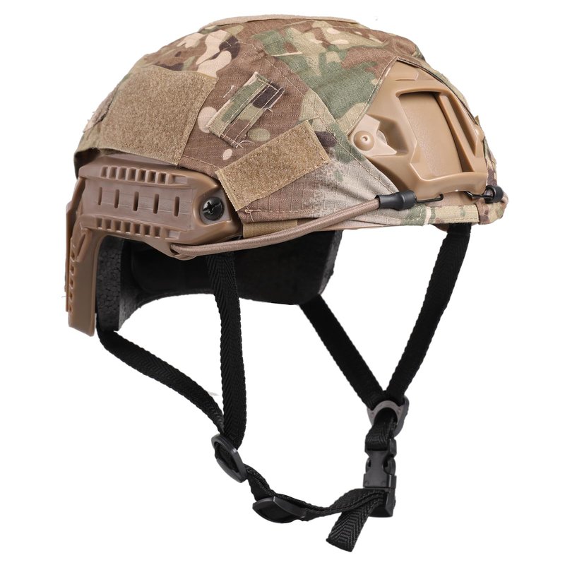 Tactical Helmet with Helmet Cover, Airsoft Helmet with Front NVG Mount and Side Rail, PJ Type Tactical Paintball Airsoft Fast Helmet for Cosplay Outdoor Activities (CP, Large)