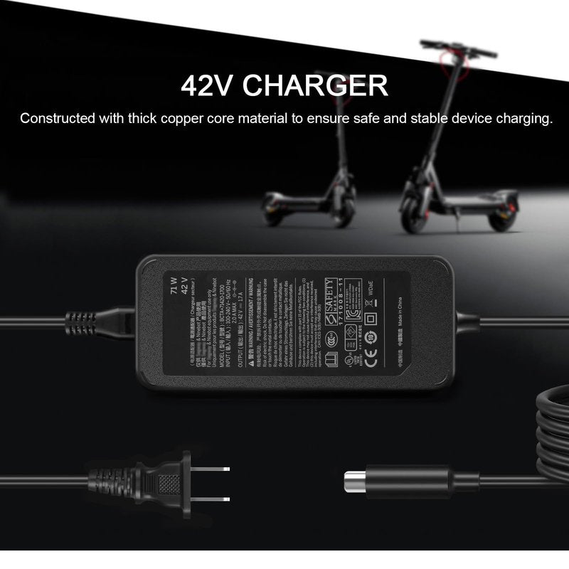 JUYOON 42V 71W Charger Compatible with Segway Ninebot Electric Scooter max G30L G30LD G30LE G30LP F2 pro ES1 ES2 ES3 ES4 VOLPAM Okai Roinside AovoPRO Aovowheel BCTA+71420-1700 42V 1.5A 2A