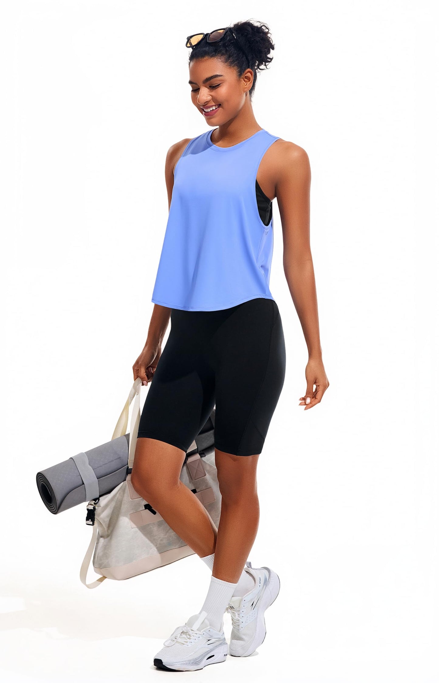 JOYSPELS Workout Tank Tops for Women,UPF 50+ Quick Dry Ice Silk Athletic Running Shirts, Loose Fit Sleeveless Gym Tops