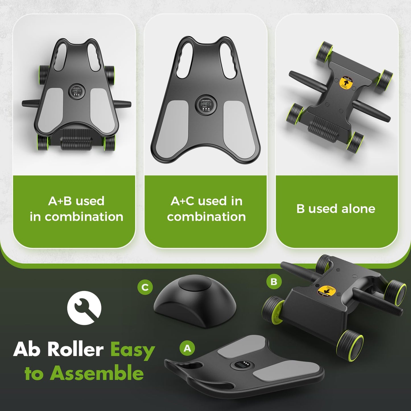 Ab Roller with Elbow Support, Ab Roller Board Core Workout Machine with 4 Wheels, Mini Pilates Reformer Equipment for Home Gym, Abdominal Full-Body Strength Exercise Trainer with Knee Pad