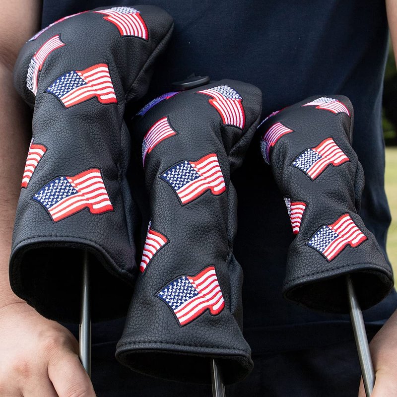Barudan Golf Fairway Wood Head Cover Headcover, Patriotism USA Golf Fairway Headcover Interchangeable # 3 4 5 7 X Fairway Head Cover Golf Protective Case