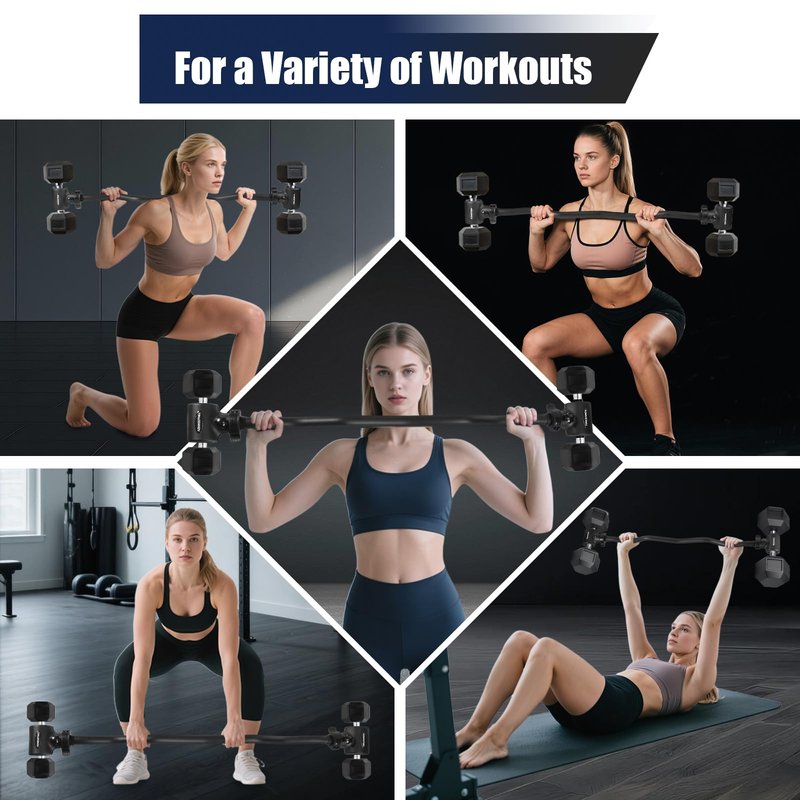 Dumbbell to Barbell Converter Bar, EZ Curl Barbell Adapter with 200LB Capacity, Adjustable Weight Bar for Home Fitness, Fits Standard 1-1.5 Inch Dumbbell Handles for Weight Lifting