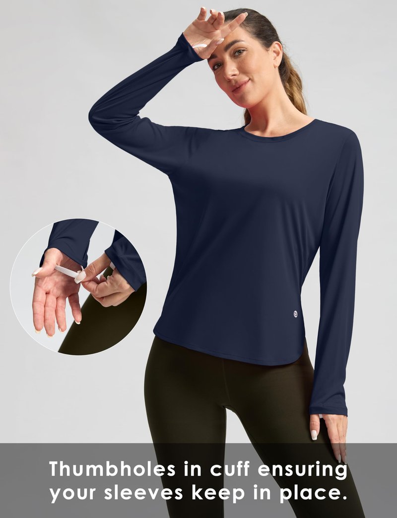 Women's Sun Shirts UPF 50+ Long Sleeve UV Protection Shirt Lightweight Quick Dry Workout Hiking Tops for Women(Navy,M)
