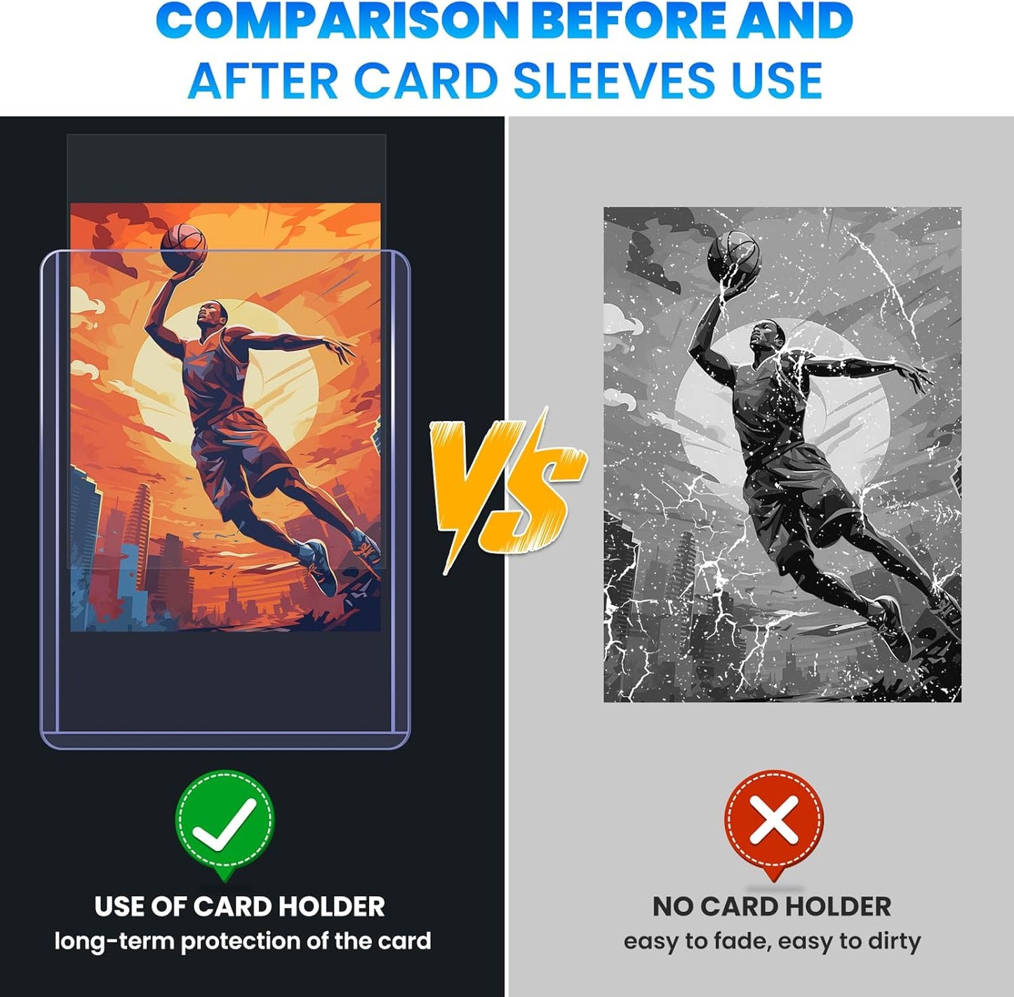Top Loaders for Cards - 200 Hard Plastic Sleeves for Baseball & Football | 3" x 4" Trading Card Protectors