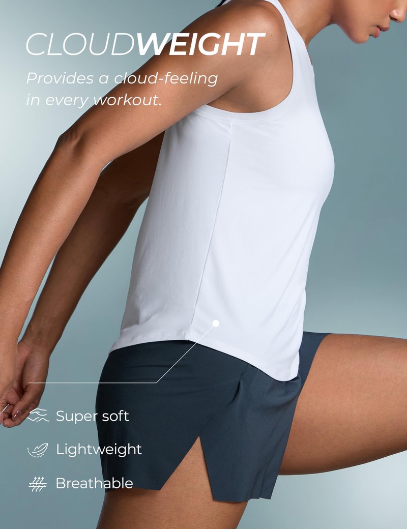 CRZ YOGA Cloudweight Open Back Workout Tops for Women Lightweight High Neck Athletic Gym Tank Soft Running Sleeveless Shirts White Medium