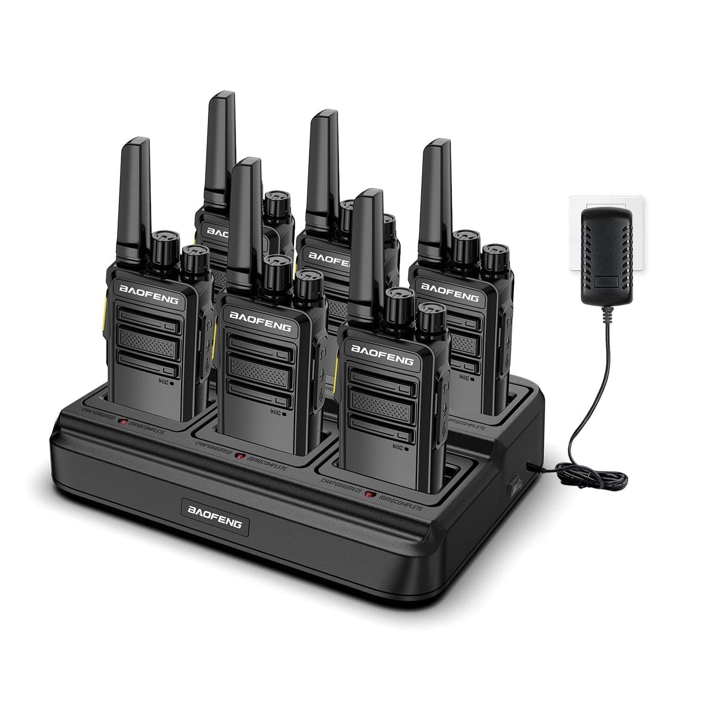 BAOFENG BD-V12B Radio 6 Pack Long Range Walkie Talkies for Adults, Rechargeable Two-Way Radios Walkie Talkies with Earpiece, 6 Way Multi Gang Charger, USB Charging Battery for School,Church,Cruise