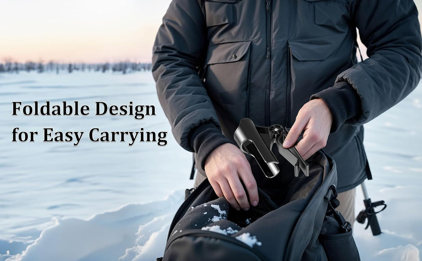 Adjustable Bucket Rod Holder for Ice Fishing - Clip-On Mount, Foldable & Adjustable Angle