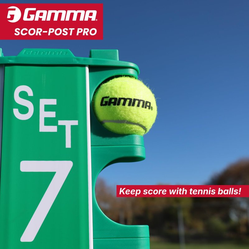 Gamma Scor-Post Pro Tennis Scorekeeper – Court Scoreboard for Matches – Durable Metal Support Frame – Quick-Release Net Post Attachment – Tracks 3 Sets or 8-Game Pro Set