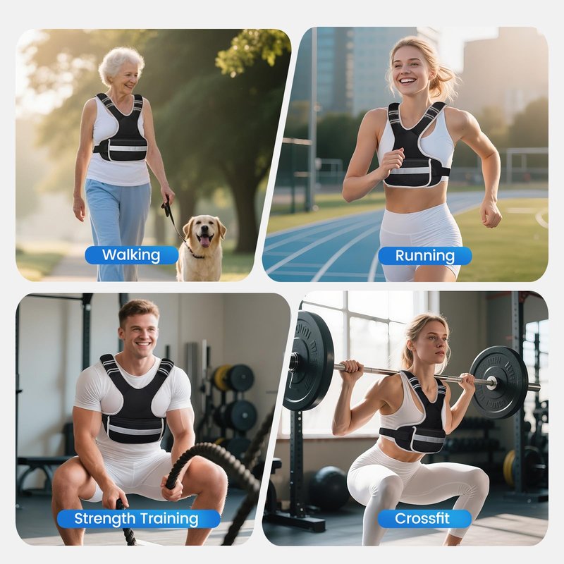 Adjustable Weighted Vest Woman 4-10lb/12-18lb/20-32lb Weighted Vest Men with 6 Ironsand Weights, Shoulder Pads and Large Pocket for Walking Running Crossfit Strength Training, 12-18lb