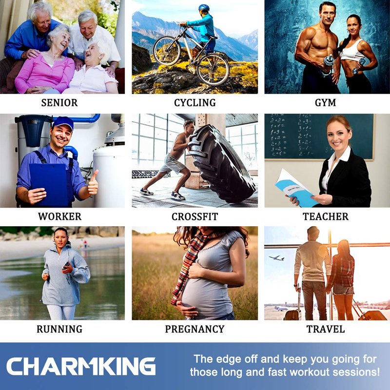 CHARMKING Compression Socks for Women & Men (8 Pairs) 15-20 mmHg Graduated Copper Support Calf Socks are Best for Pregnant, Nurses - Boost Performance, Circulation, Knee High Wide Calf(S/M, Multi 63)