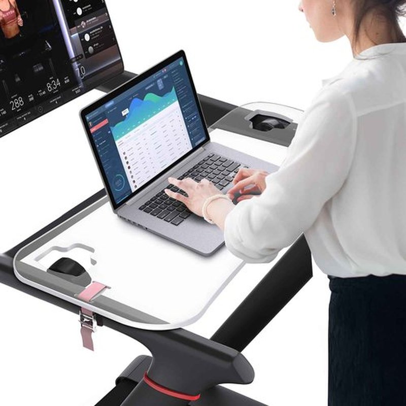 Qsxou Treadmill Desk Attachment,Compatible with Peloton Tread Tray Ergonomic Platform, Tablet Holder,New Universal Cooling Holes Laptop Stand for Home/Office Transparent Acrylic Material