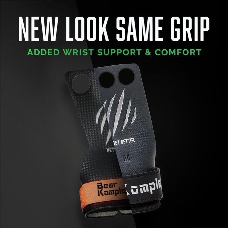 Bear KompleX Carbon Hand Grips - Durable Weight Lifting & Cross Training Straps for Gymnastics | Comfortable Wrist Wraps