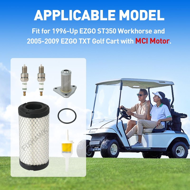 FIXHAWK EZGO Tune Up Kit for EZGO TXT 2005-2009 and EZGO ST350 Workhorse 1996-Up Gas Golf Cart with MCI Motor. EZGO Golf Cart Oil Change Kit Replacement OEM# 72084G01 26591G01 25523-G3 28463G01