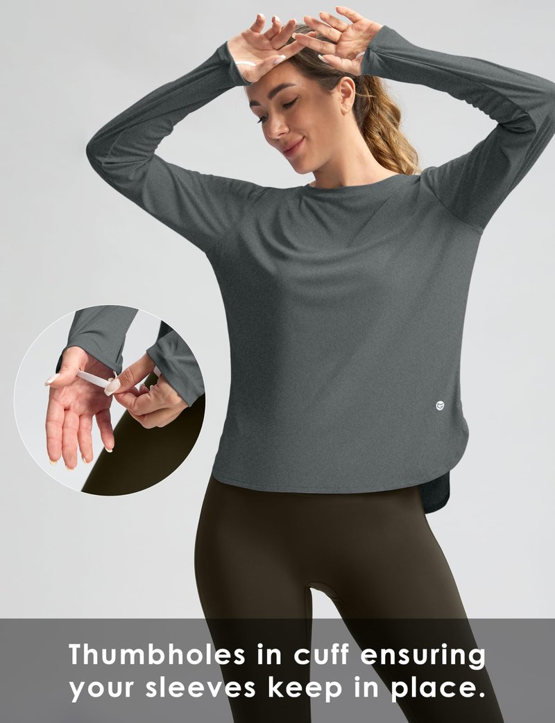 Women's Sun Shirts UPF 50+ Long Sleeve UV Protection Shirt Lightweight Quick Dry Workout Hiking Tops for Women(Heather Grey,XXL)