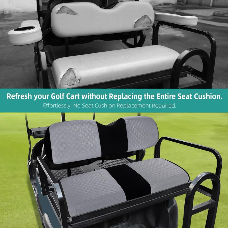 Roykaw Cool Golf Cart Seat Cover, TXT Seat Covers with Breathable Material, Universal Compatible with EZGO TXT Front Seat, Double-Layer Fabric for Non-Slip and Comfortable
