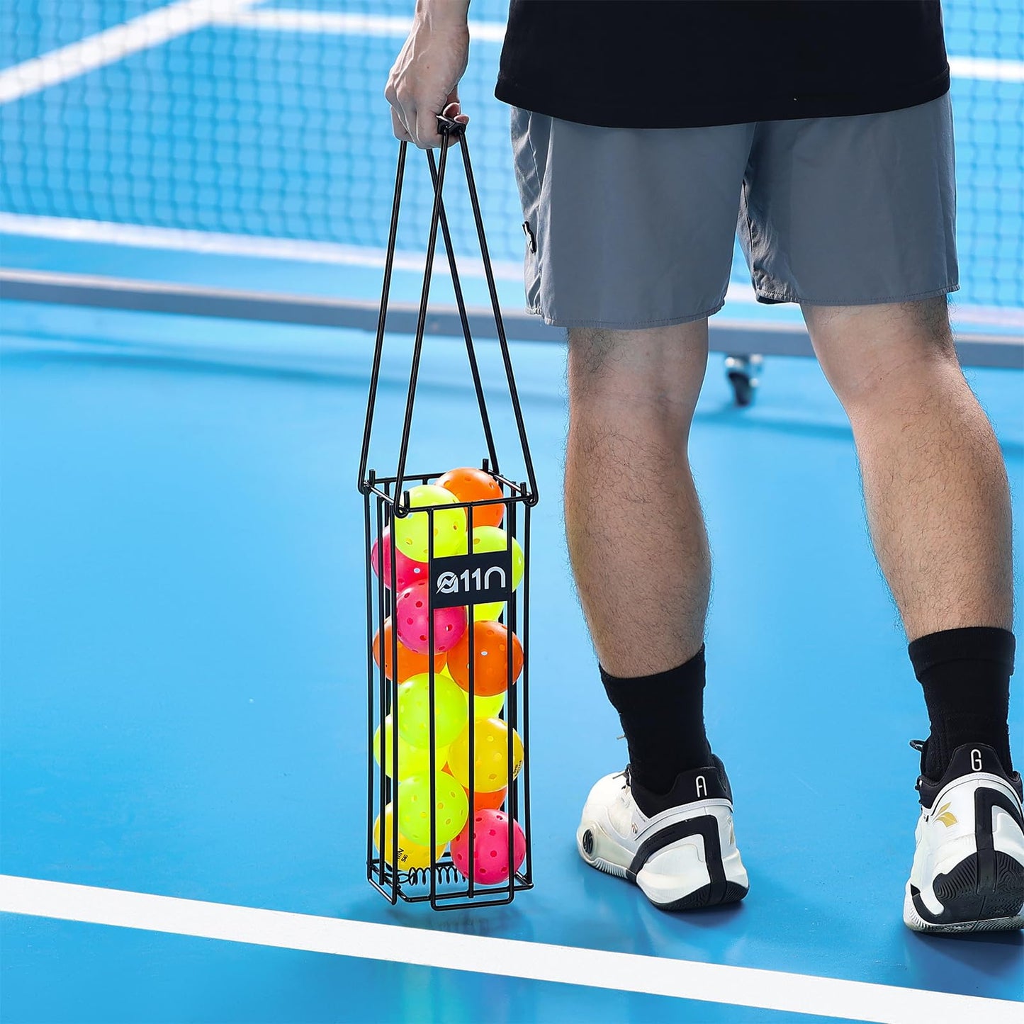 A11N Portable Pickleball Collector - Elevate Your Game with Effortless Ball Retrieval and Storage, Protect Your Body, for Pickleball/Tennis, Black