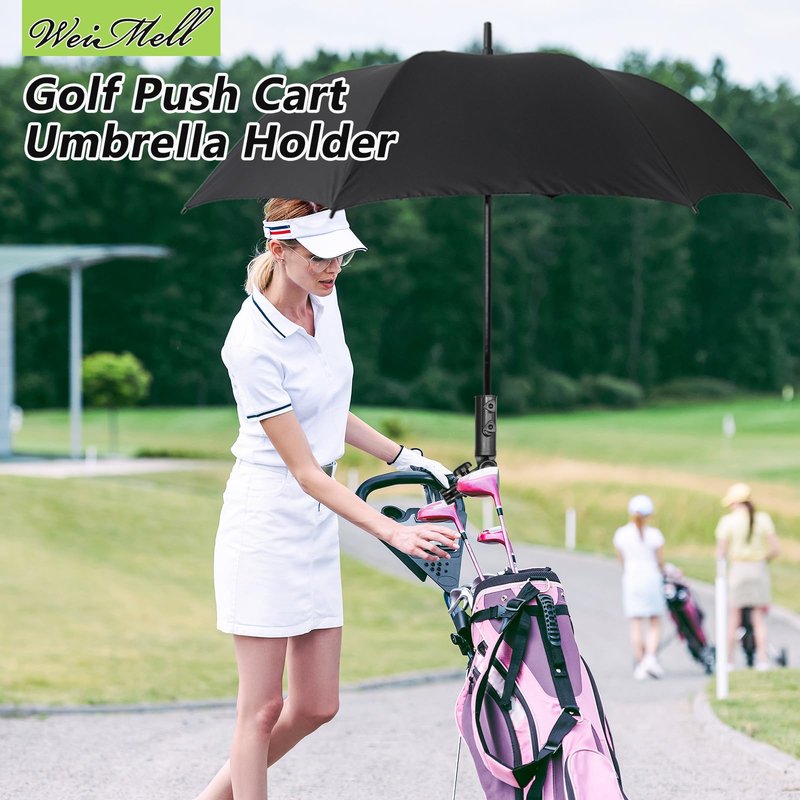 WEIMELL Heavy-duty Golf Push Cart Umbrella Holder 180° Adjustable for Stroller Bicycle Bike Wheelchair Mobility Scooter Beach Chair Windproof Universal Umbrella Bracket
