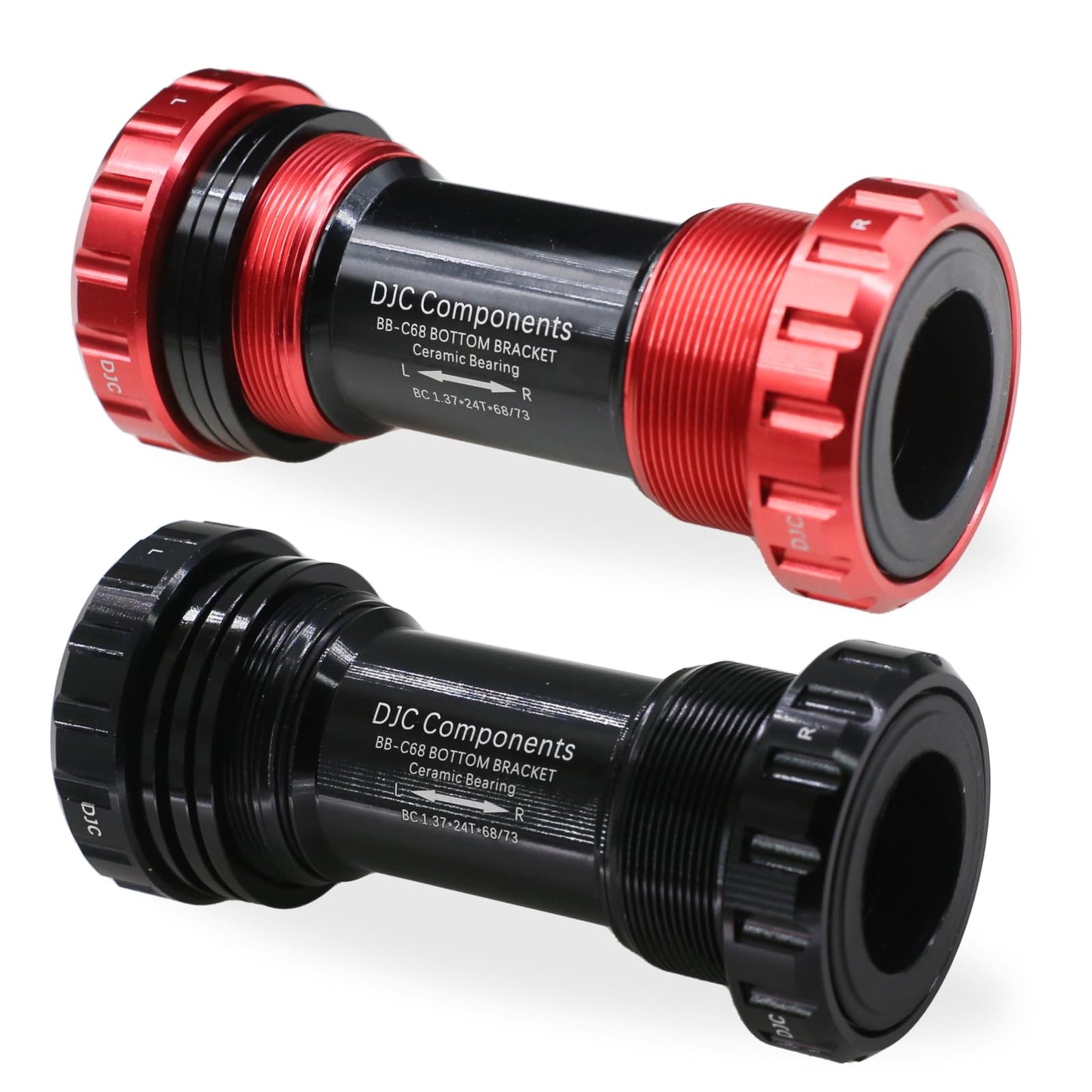 DJC Bike Ceramic Bearing Bottom Bracket BSA 68-73mm English Threaded BB 24mm Spindle, Fit MTB Road Bike Hollow Deore XT SLX R7000 R8000 4700 5800 6800 IXF Prowheel(Ceramic 24-24mm red)