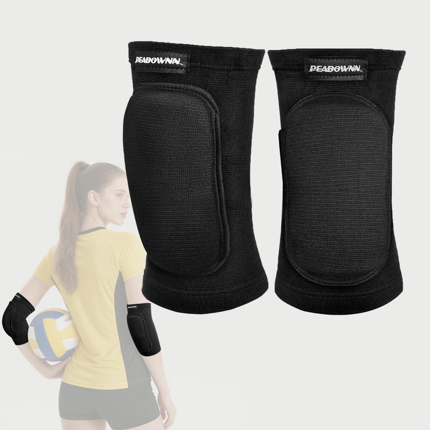 Peabownn Volleyball Elbow Pads Youth 2XS-XL - Kids Teens Elbow Protector with Thicken Sponge Breathable Padding Volleyball Dancing Skating Football arm pads BLACK-S