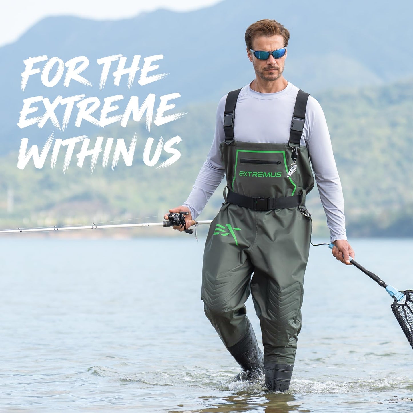 Extremus by KastKing MarshPro Fishing Waders for Men, Military Green, M5