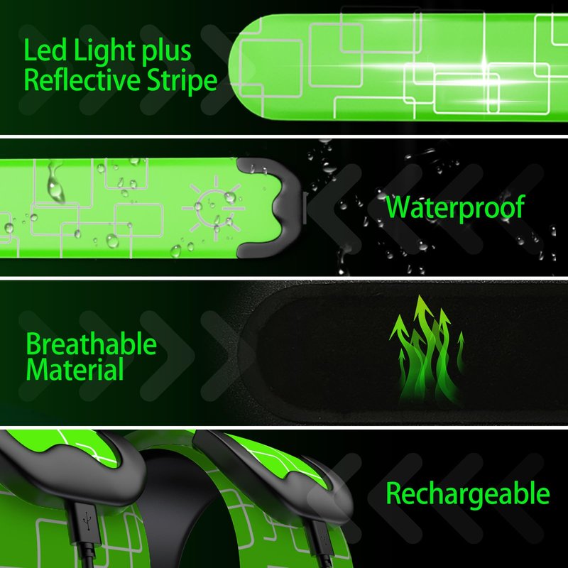 Todoxi 2 Pack LED Armband Rechargeable, Running Lights for Runners, Running Lights, Reflective Running Gear Light Up Armband High Visibility LED Wristband Lights for Running Walking