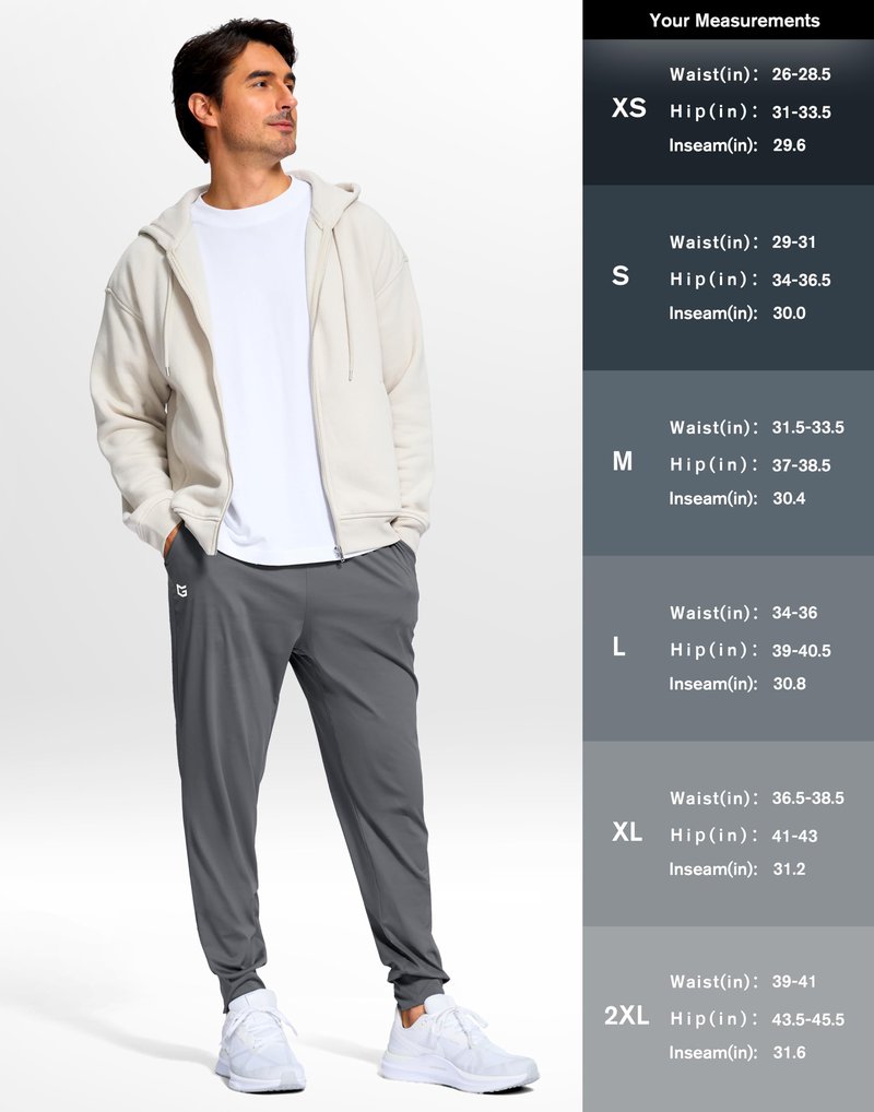 G Gradual Men's Joggers Lightweight Athletic Workout Pants with Pockets Stretch Track Running Sweatpants for Men Gym Sports,Graphite Grey,M
