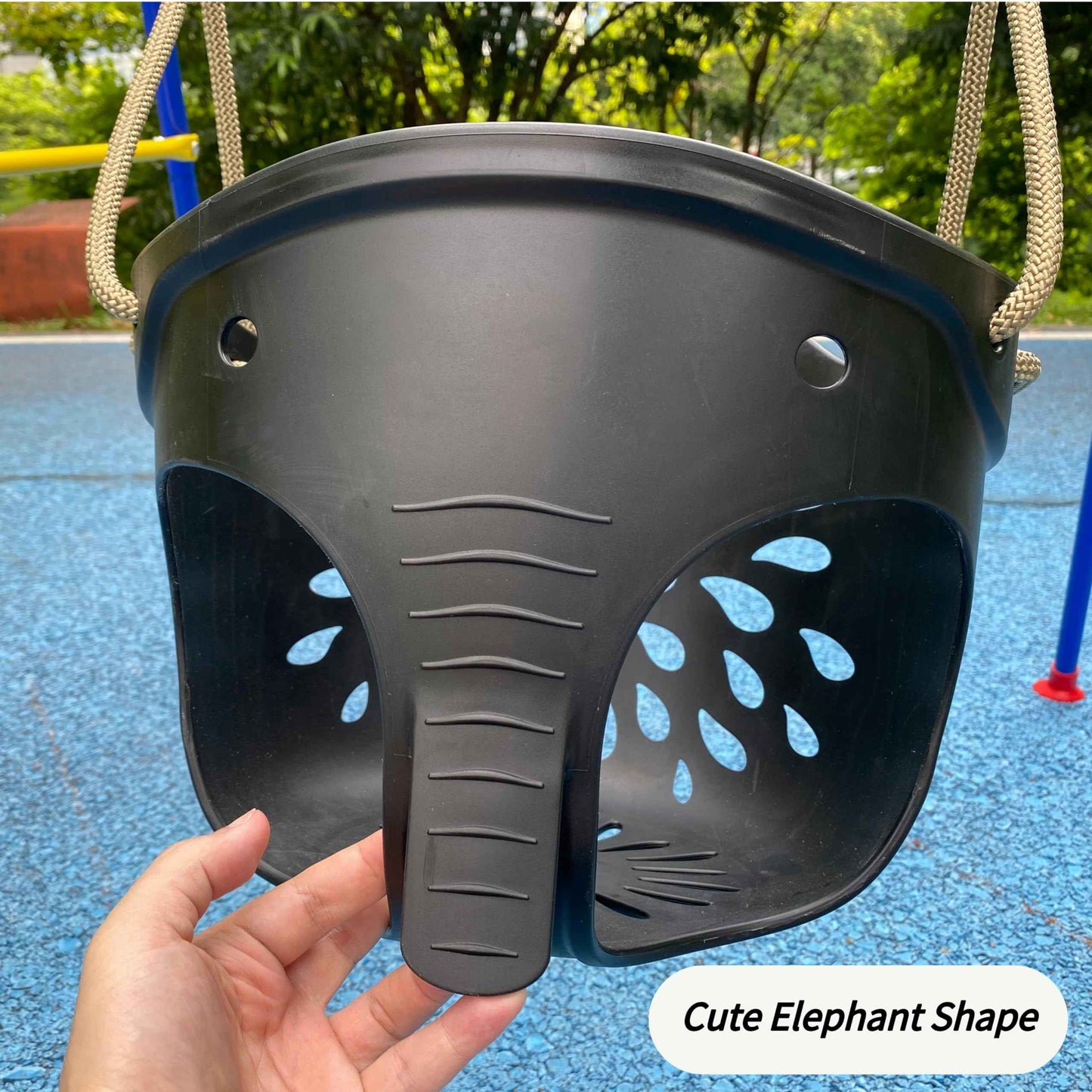 SELEWARE Toddler Swing Set Accessories High Back Full Bucket Swing Seats w/Adjustable Rope and 4 Locking Carabiners, Cute Elephant Shape Design 600LB Capacity (2 Pack)