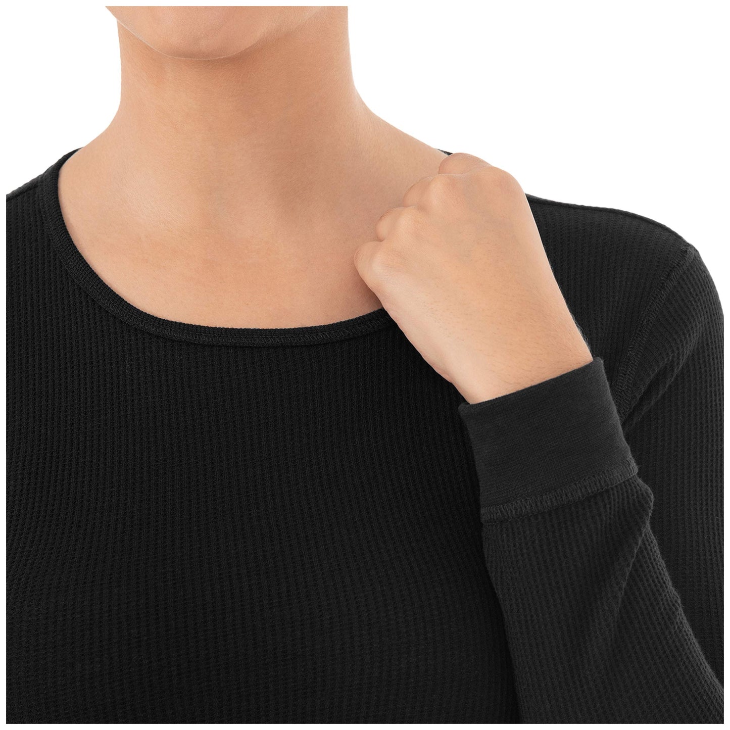 Fruit of the Loom Women's Micro Waffle Thermal Set, Black, Medium