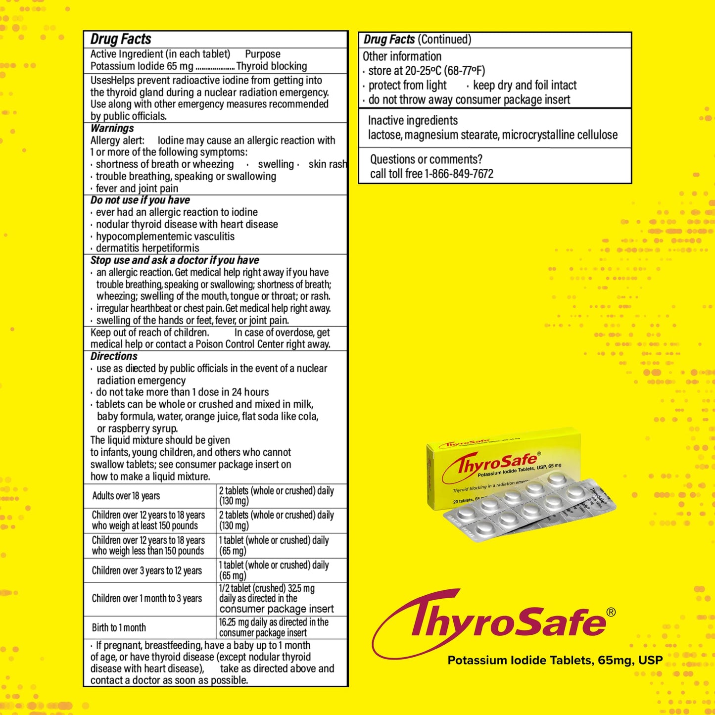 ThyroSafe 65mg Potassium Iodide Tablets (60 Pack) - Protects Your Thyroid from Nuclear Radiation Exposure