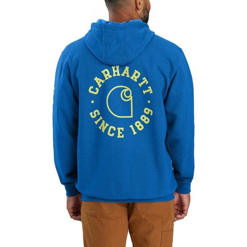 Carhartt Men's Rain Defender® Loose Fit Midweight 1889 Graphic Sweatshirt, Beacon Blue Heather, Large