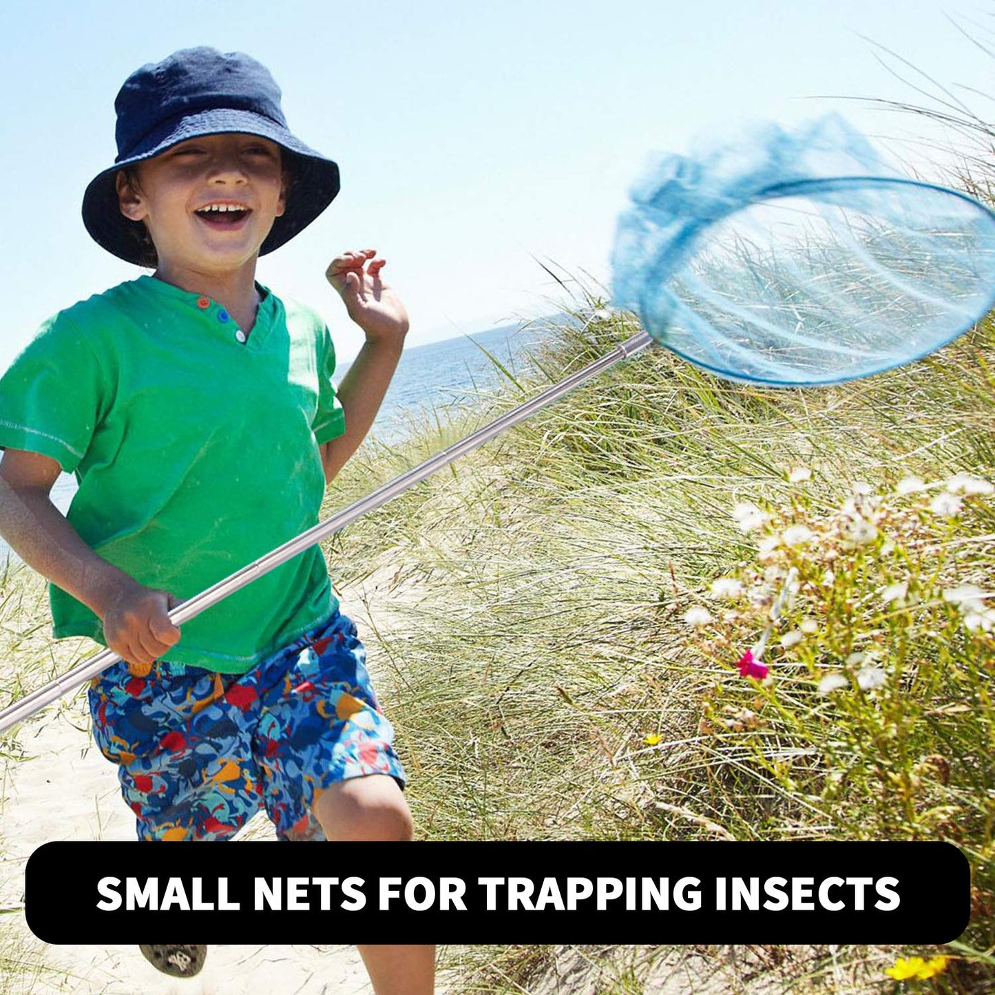 Rngeo 2 Pack Telescopic Butterfly Net, Extendable Fishing, Insect Toy Nets for Kids and Family, Aluminum Alloy (Silver Extends to 36 Inches, Blue Extends to 26 Inches, Pack of 2)