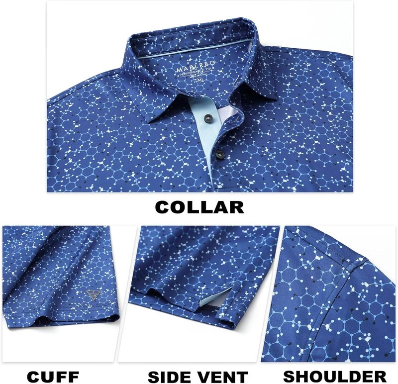 Mens Golf Shirt - Short Sleeve Moisture-Wicking Polo | Performance Dry Fit Patterns