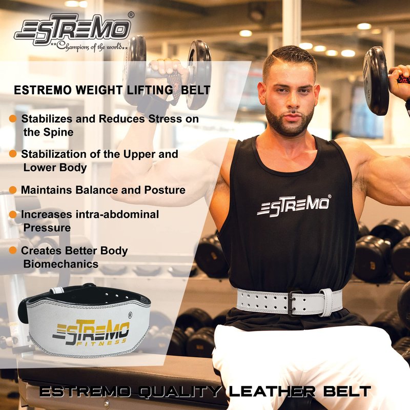 Weight Lifting Belt Genuine Leather 6 Inches Wide Lifting Belt for Men and Women, Gym Belts for Weightlifting, Powerlifting and Deadlift, Gym Lifting Belt - Durable & Comfortable - White (Medium (28"-34"))