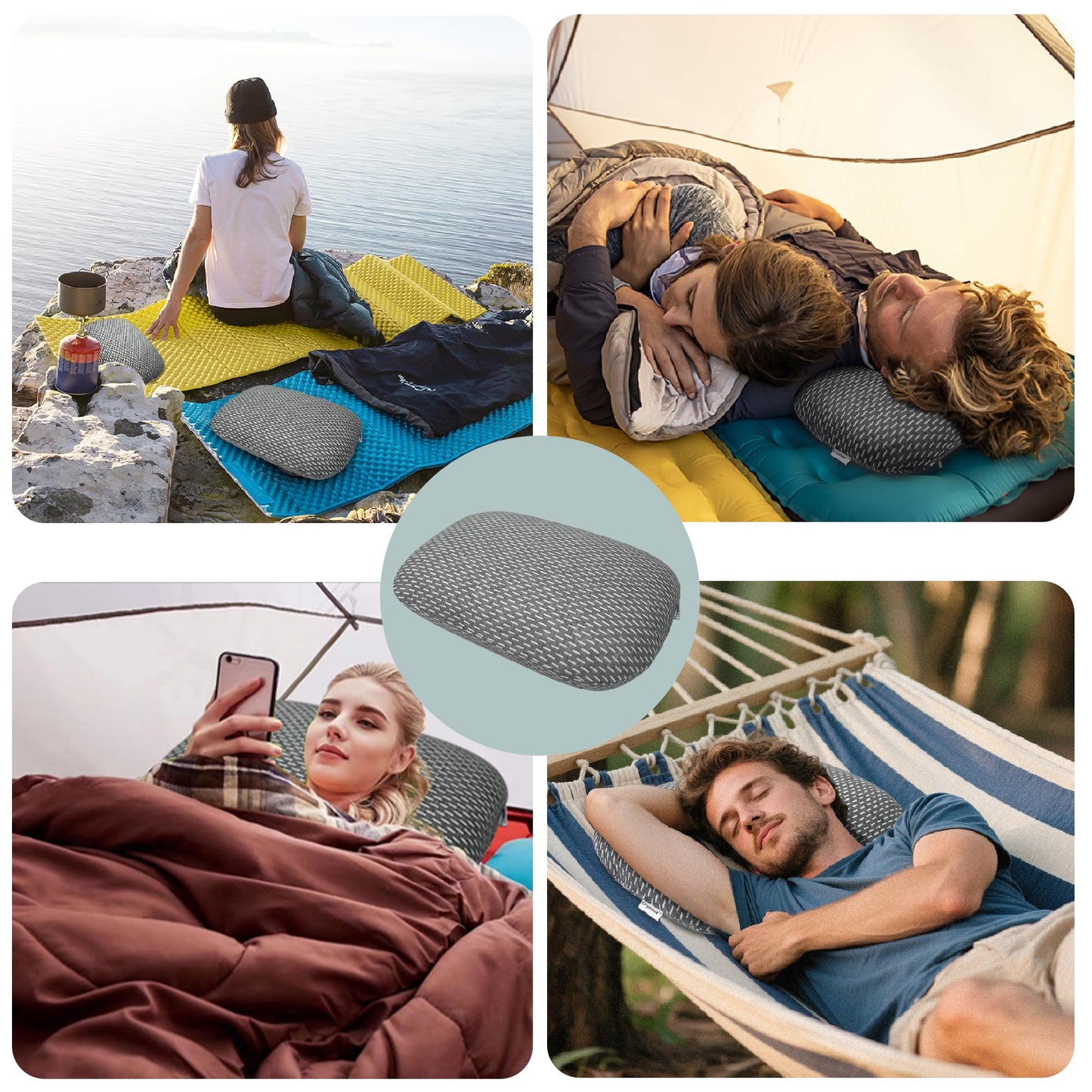 Orynvaux Memory Foam Camping Pillow - Lightweight & Portable Small Travel Pillow for Airplane & Train Travel, Camping, Backpacking, Removable Washable Cover, Easy to Clean, Includes Storage Bag